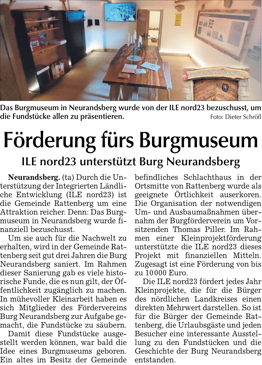 Bild zu Presseartikel "Förderung fürs Burgmuseum"