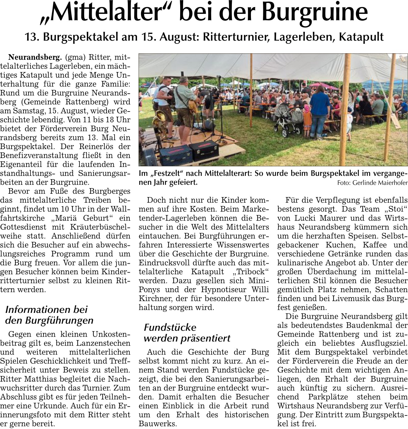 Artikel Bogener Zeitung vom 7.8.2026